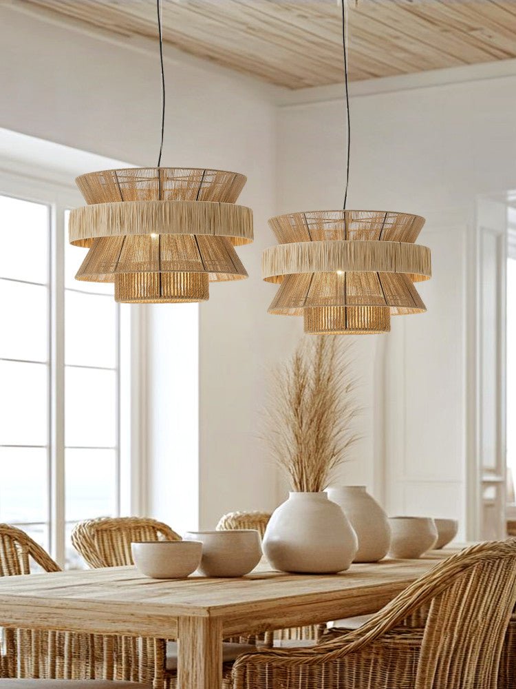 Raffia Jute Stacked Pendant Lamp - Vakkerlight