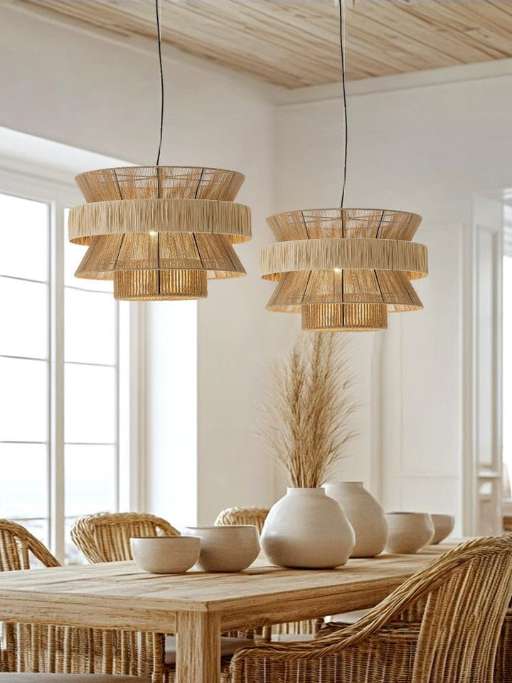 Raffia Jute Stacked Pendant Lamp - Vakkerlight