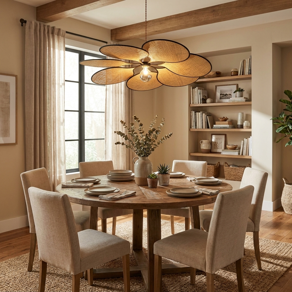 Raffia Petal Pendant Light
