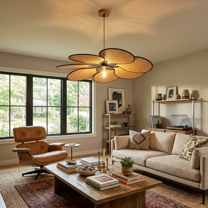 Raffia Petal Pendant Light