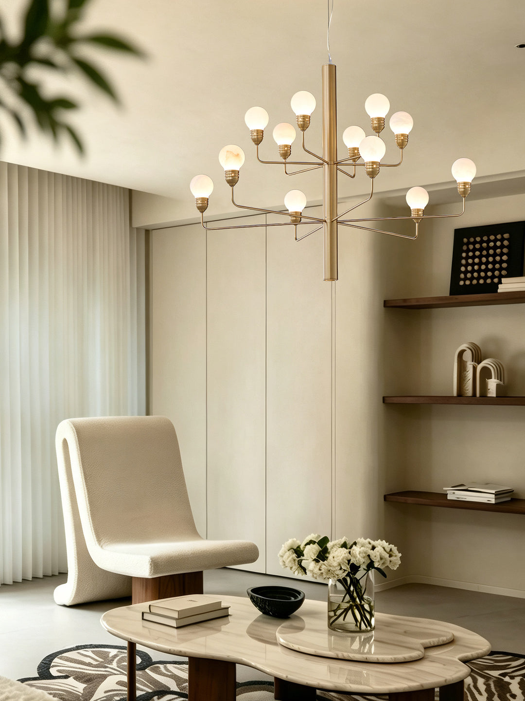 Raggiera Tiered Alabaster Globe Chandelier