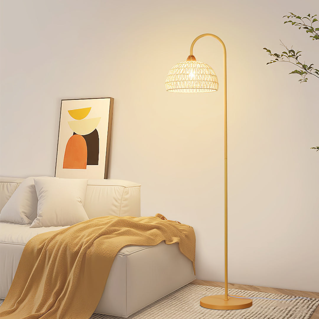 Rattan-Bogen-Stehlampe