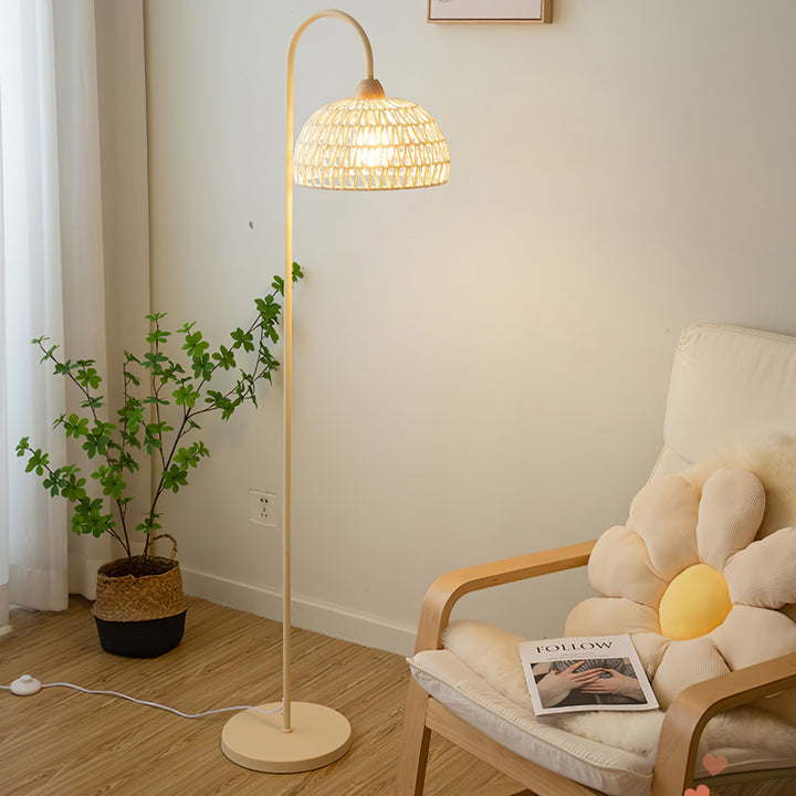 Rattan-Bogen-Stehlampe