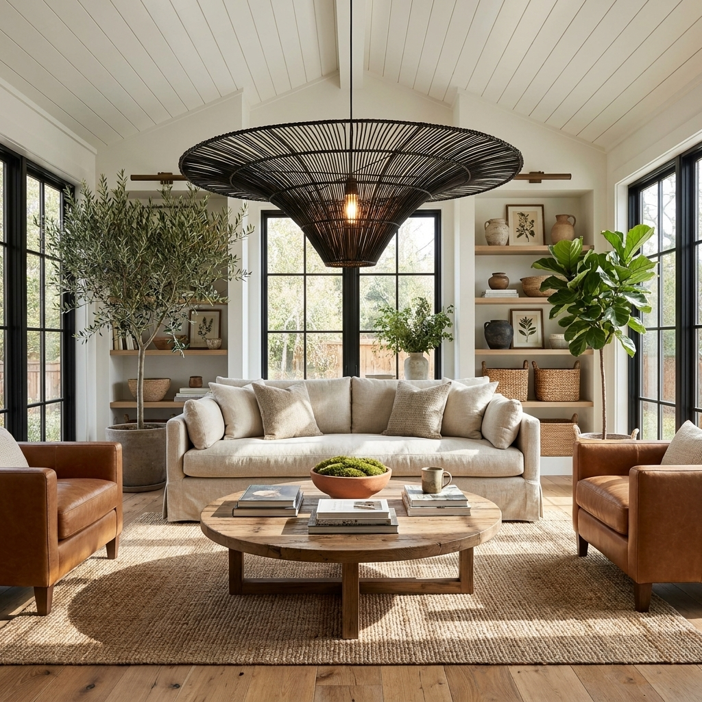 Rattan Coolie Hat Pendant Lamp