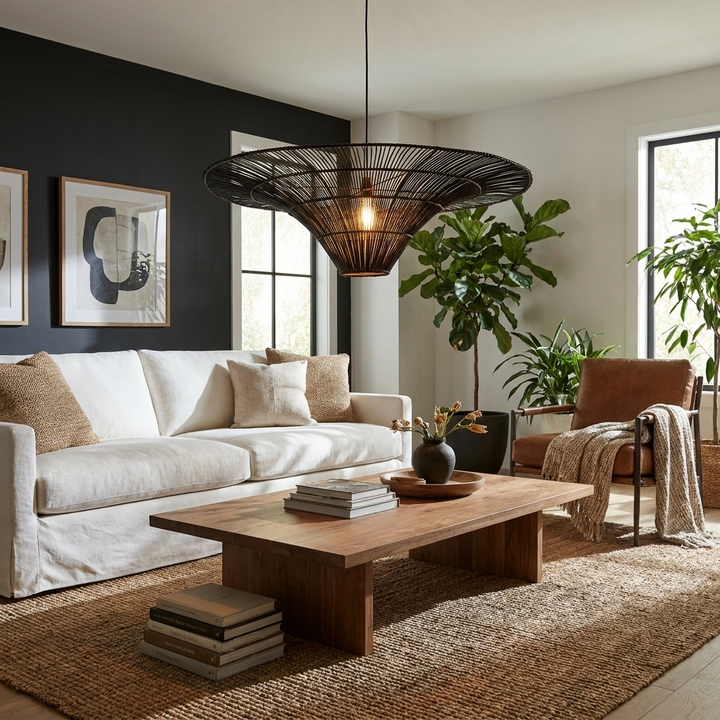 Rattan Coolie Hat Pendant Lamp