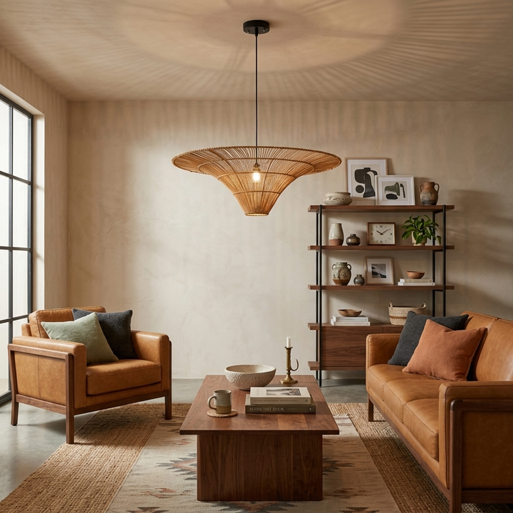 Rattan Coolie Hat Pendant Lamp