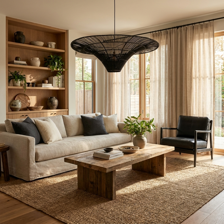 Rattan Coolie Hat Pendant Lamp