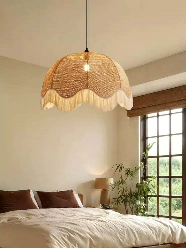 Rattan Dome Fringe Pendant Lamp