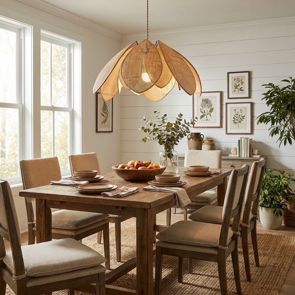Rattan Lotus Pendant Lamp