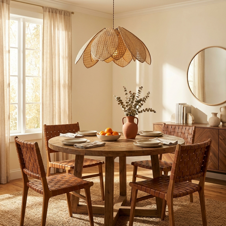Rattan Lotus Pendant Lamp