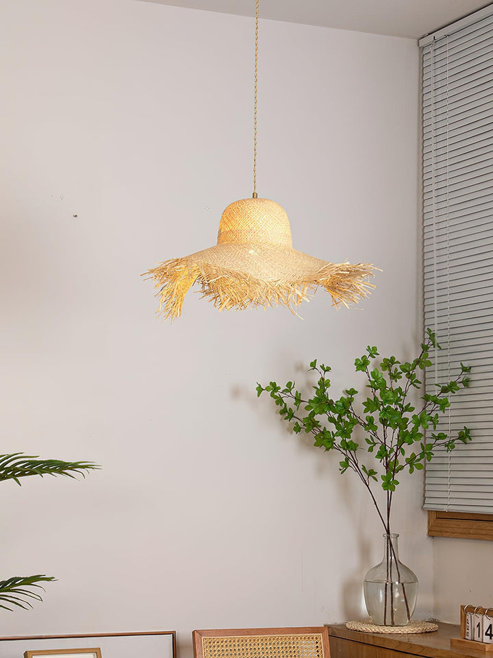 Rattan Straw Hat Pendant Light - Vakkerlight