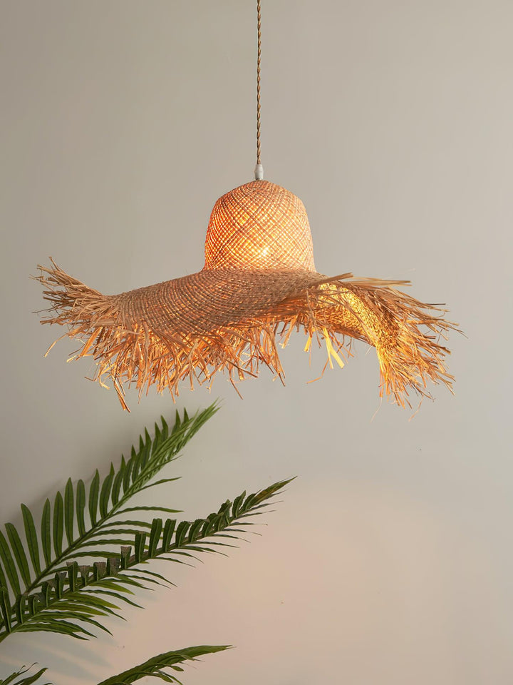 Rattan Straw Hat Pendant Light - Vakkerlight