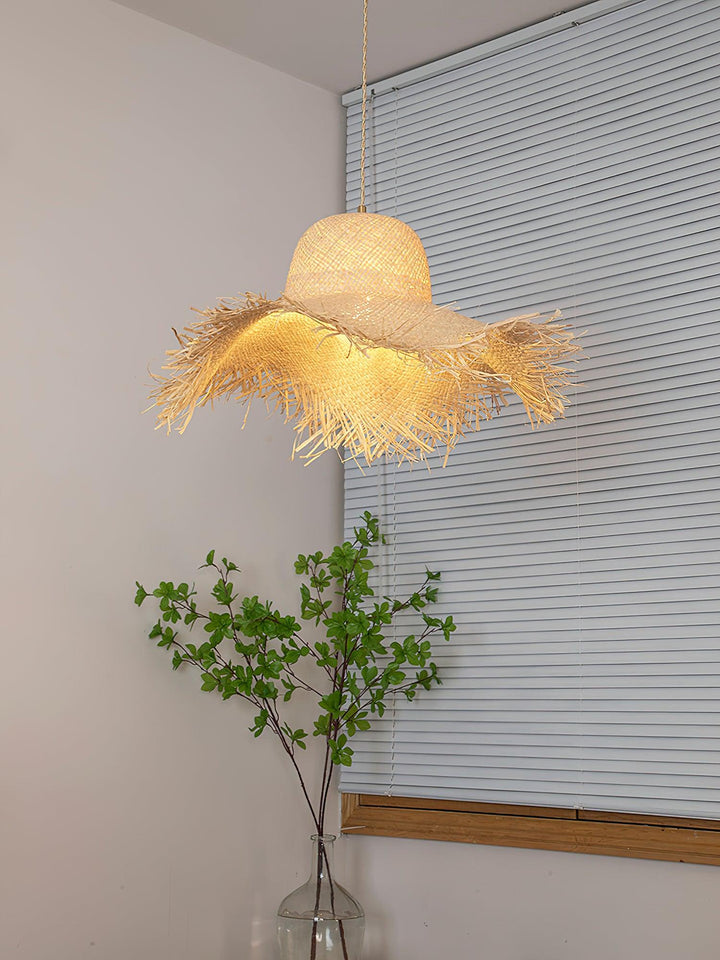 Rattan Straw Hat Pendant Light - Vakkerlight