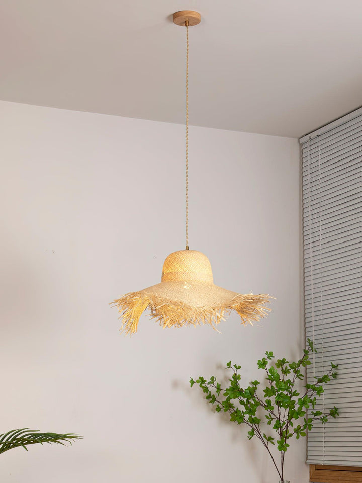 Rattan Straw Hat Pendant Light - Vakkerlight