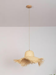 Rattan Straw Hat Pendant Light