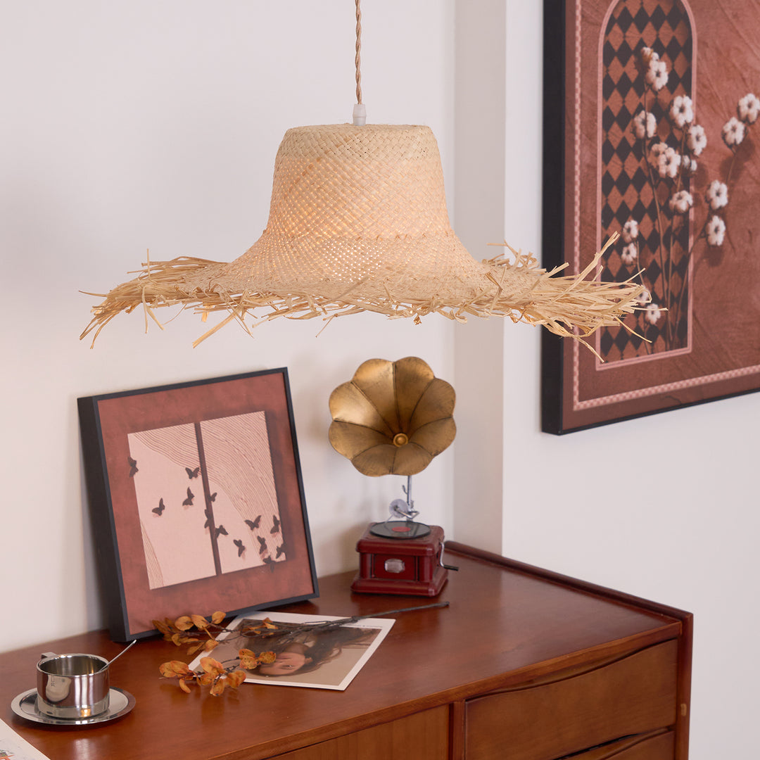 Rattan Straw Hat Pendant Light - Vakkerlight