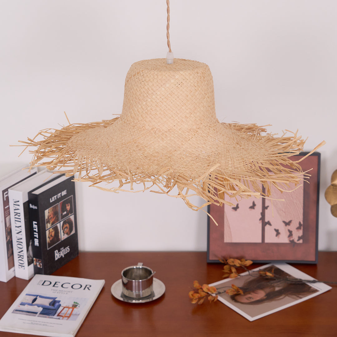 Rattan Straw Hat Pendant Light - Vakkerlight