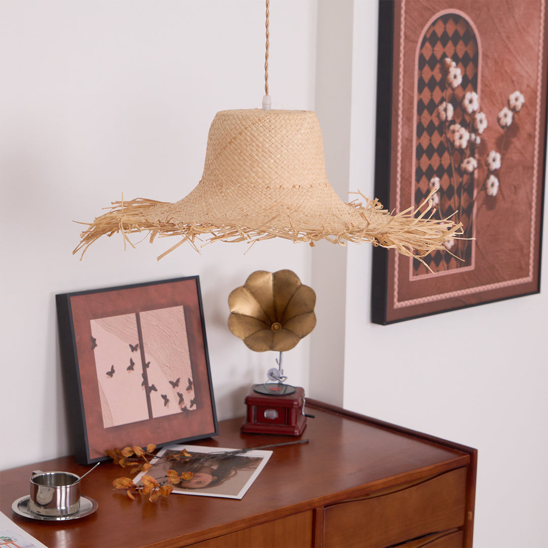 Rattan Straw Hat Pendant Light - Vakkerlight