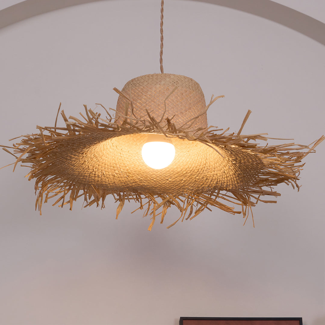 Rattan Straw Hat Pendant Light - Vakkerlight