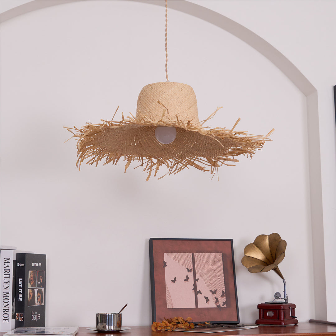 Rattan Straw Hat Pendant Light - Vakkerlight