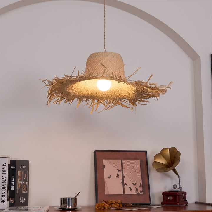 Rattan Straw Hat Pendant Light - Vakkerlight