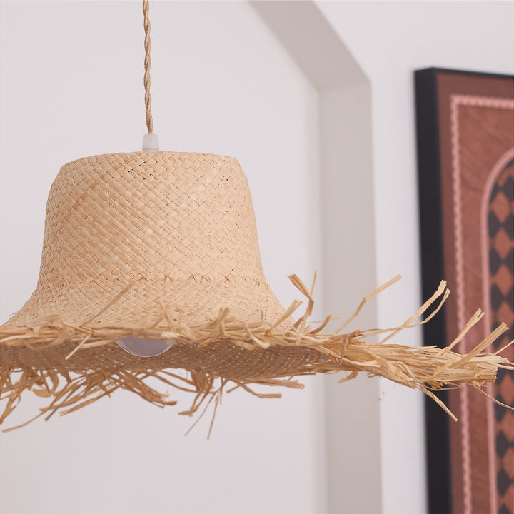 Rattan Straw Hat Pendant Light - Vakkerlight