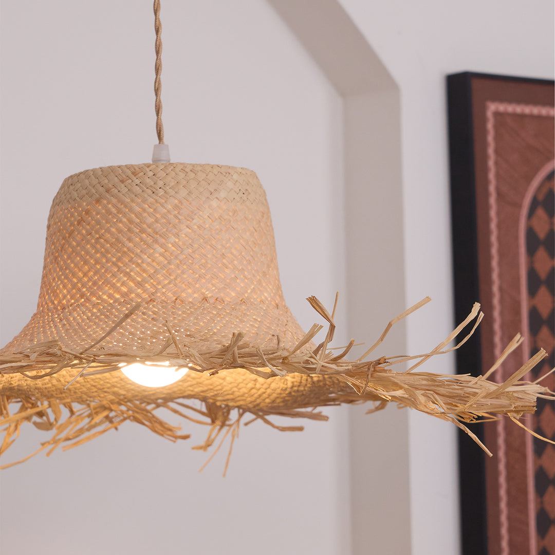 Rattan Straw Hat Pendant Light - Vakkerlight