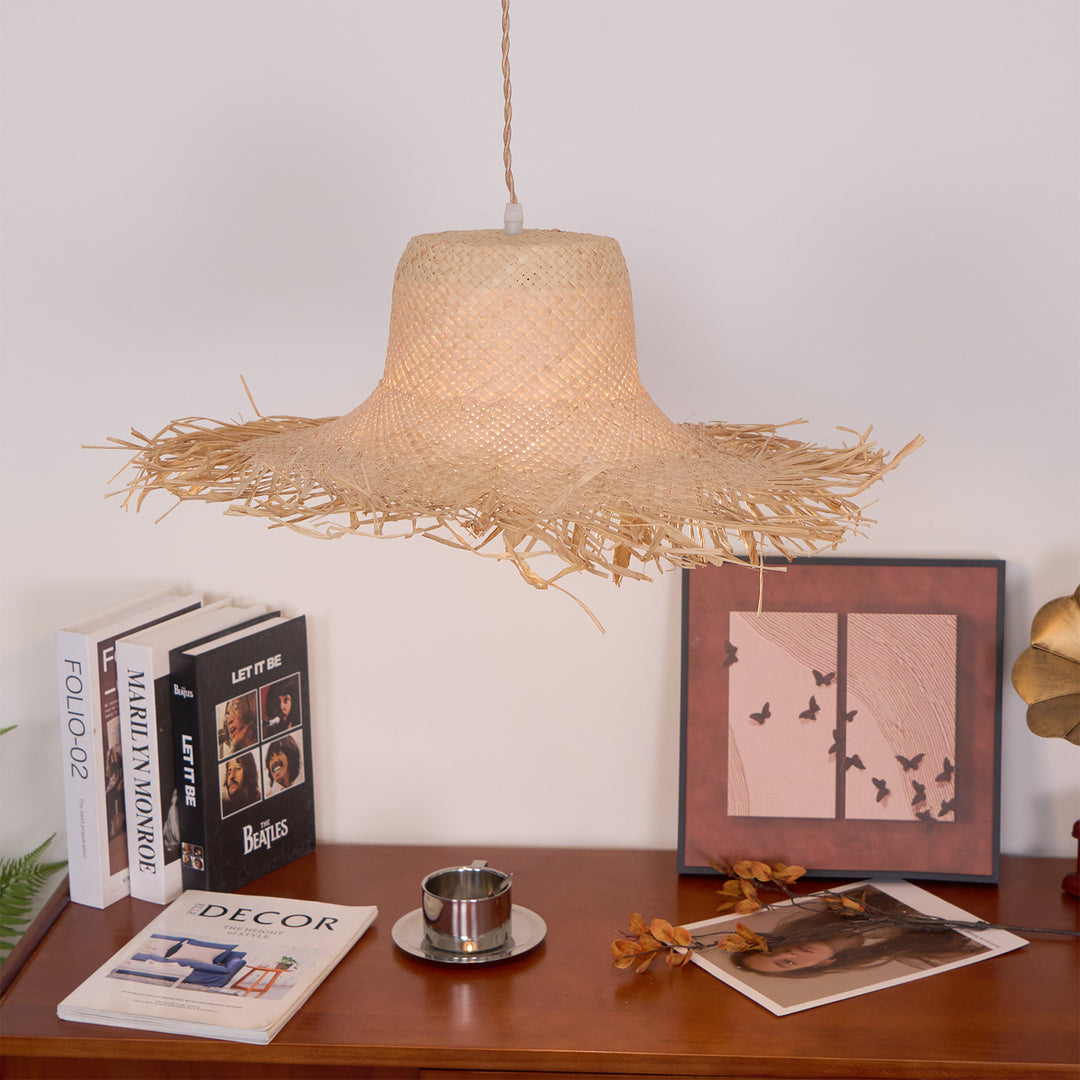 Rattan Straw Hat Pendant Light - Vakkerlight