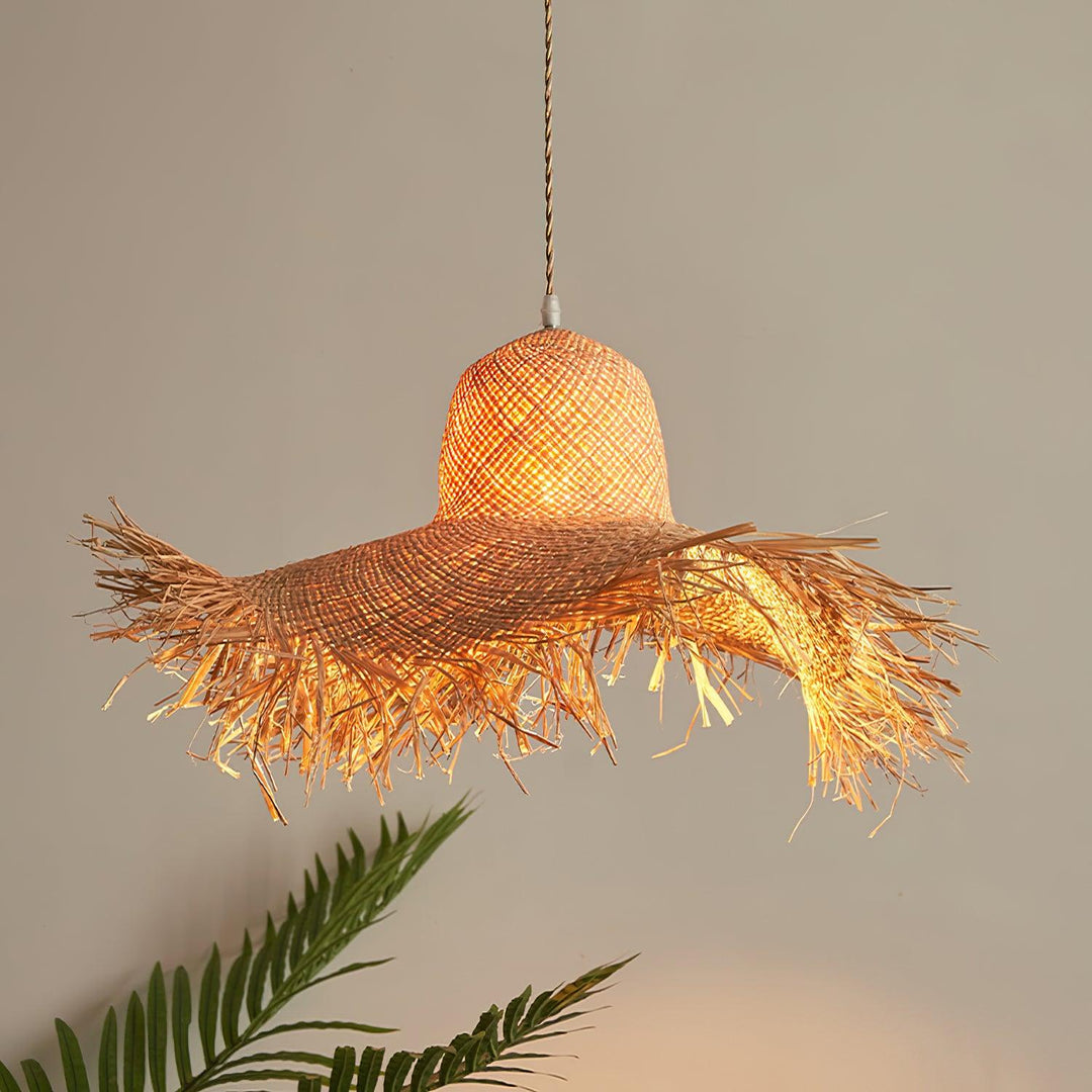 Rattan Straw Hat Pendant Light - Vakkerlight