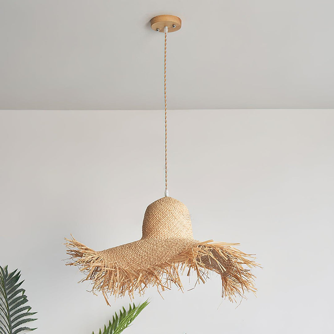 Rattan Straw Hat Pendant Light - Vakkerlight