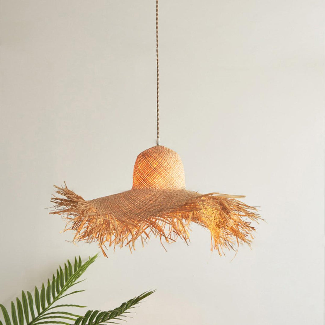 Rattan Straw Hat Pendant Light - Vakkerlight