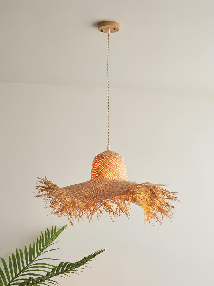 Rattan Straw Hat Pendant Light - Vakkerlight