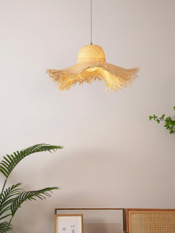 Rattan Straw Hat Pendant Light - Vakkerlight