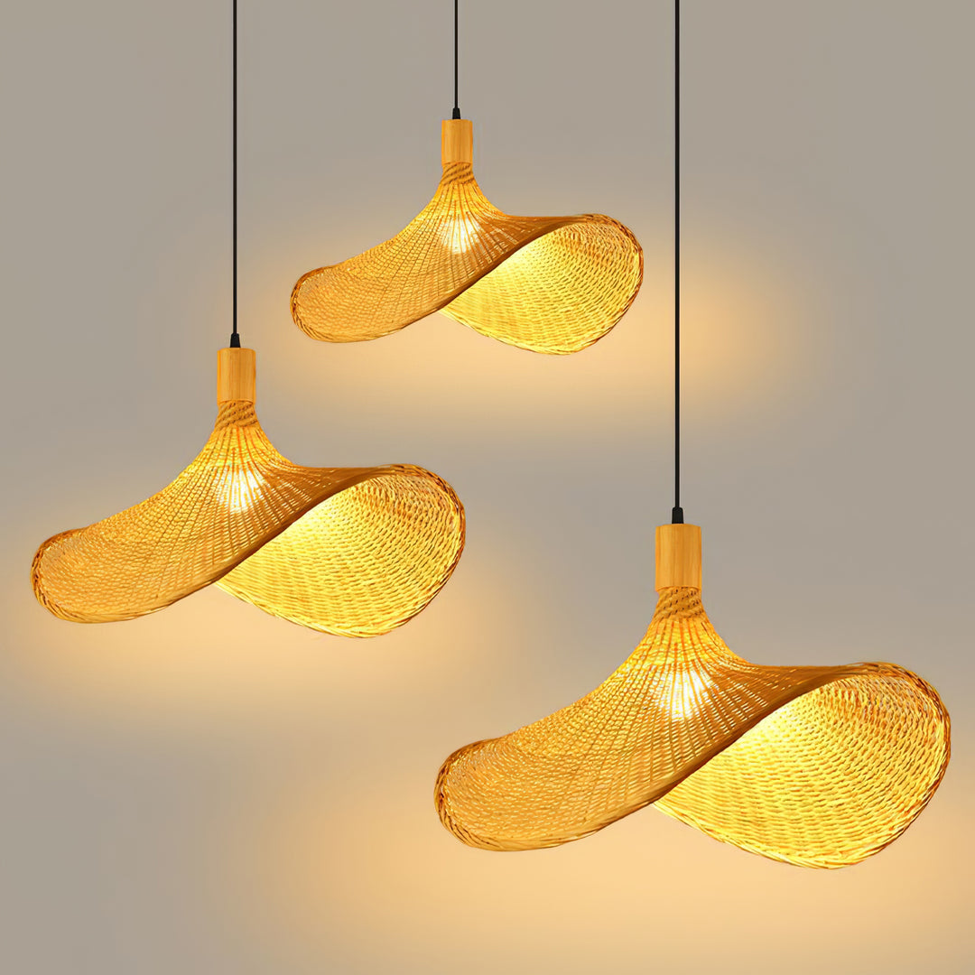 Rattan Weave Hat Pendant Light