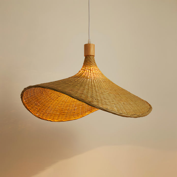 Rattan Weave Hat Pendant Light