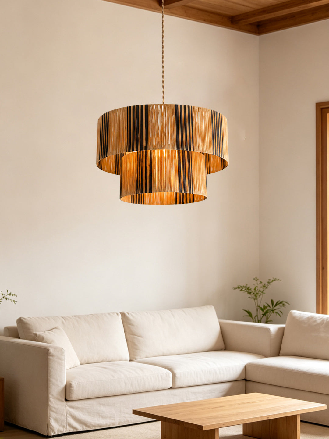Ravelle Raffia Tiered Pendant Light