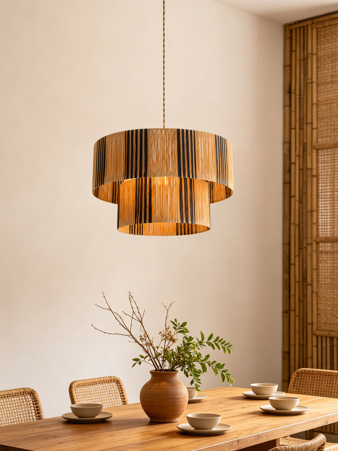 Ravelle Raffia Tiered Pendant Light