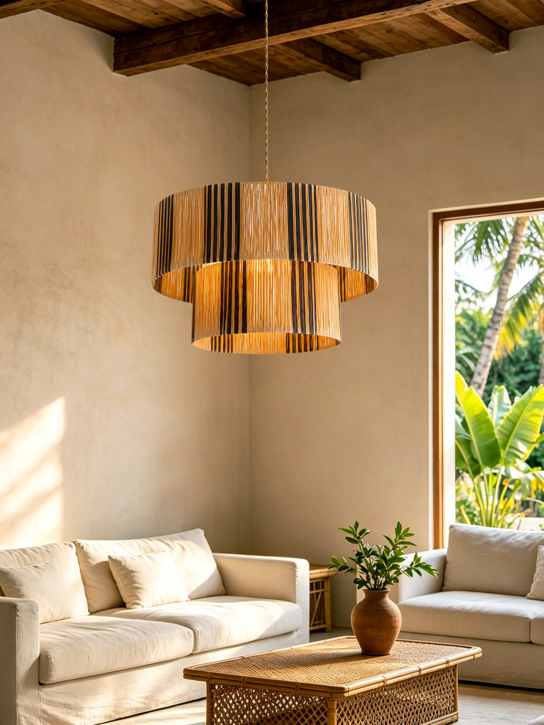 Ravelle Raffia Tiered Pendant Light