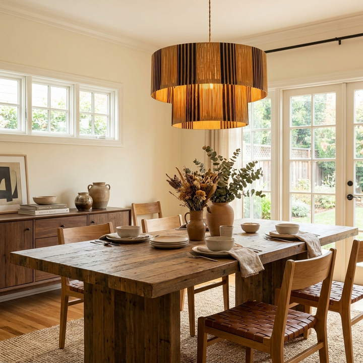 Ravelle Raffia Tiered Pendant Light