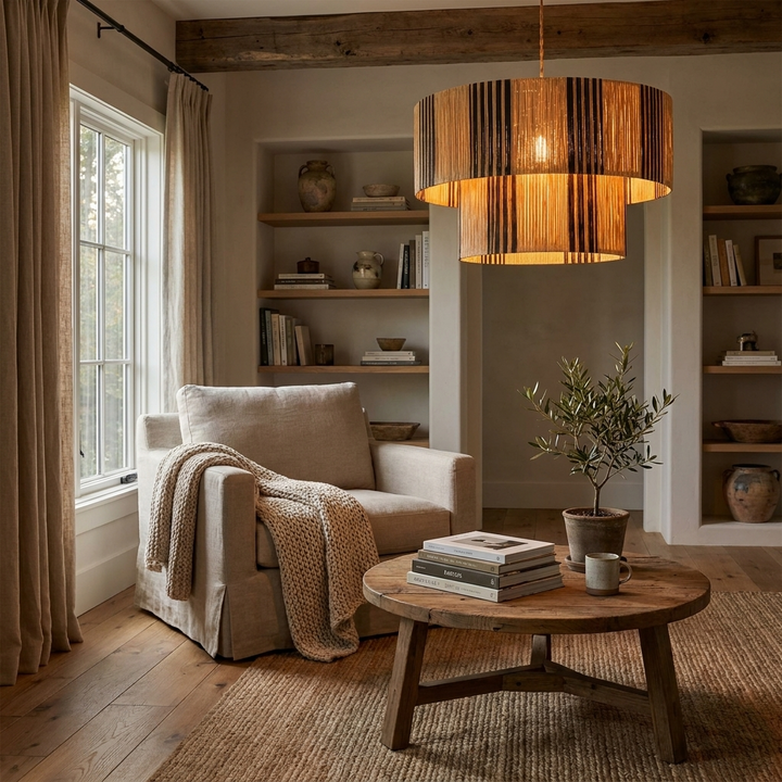 Ravelle Raffia Tiered Pendant Light