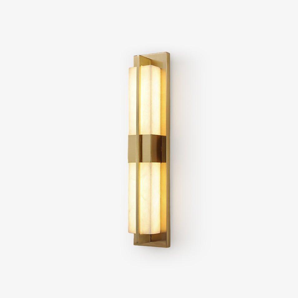 Rectangular Alabaster Brass Wall Sconce - Vakkerlight