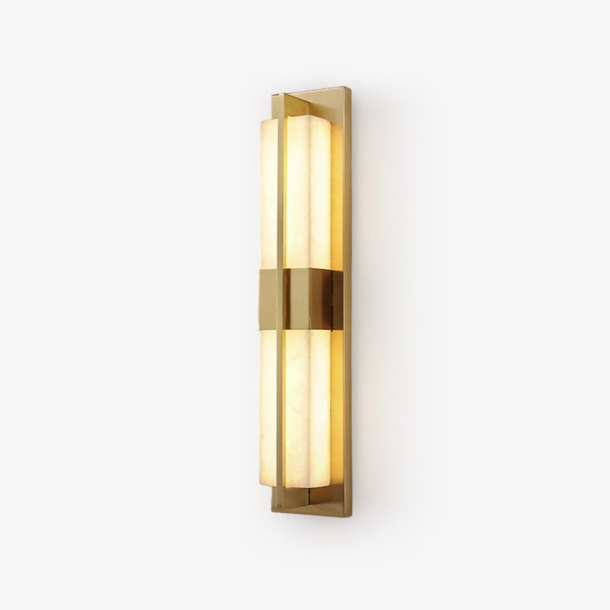 Rectangular Alabaster Brass Wall Sconce - Vakkerlight