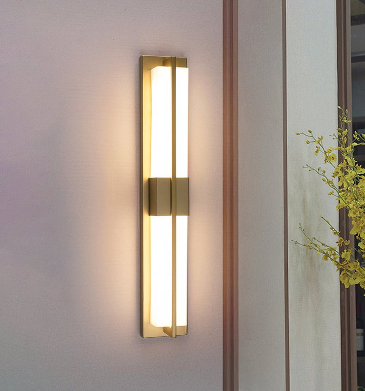 Rectangular Alabaster Brass Wall Sconce - Vakkerlight