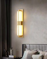 Rectangular Alabaster Brass Wall Sconce