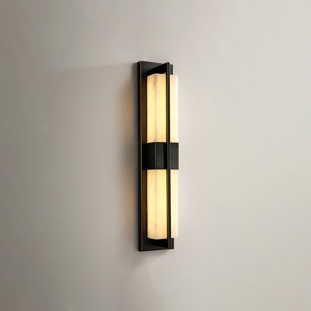 Rectangular Alabaster Brass Wall Sconce - Vakkerlight