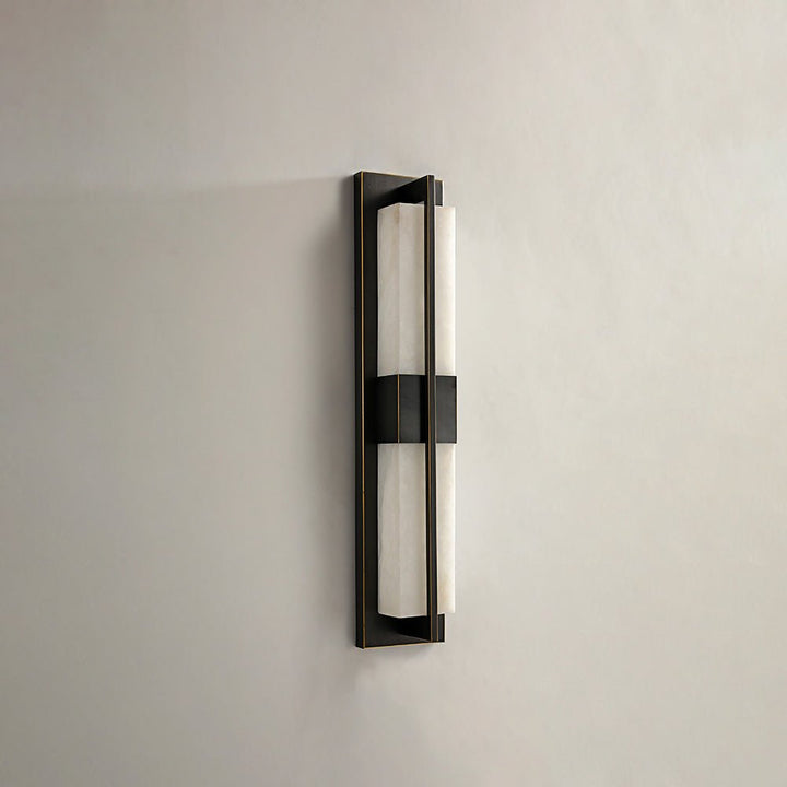 Rectangular Alabaster Brass Wall Sconce - Vakkerlight