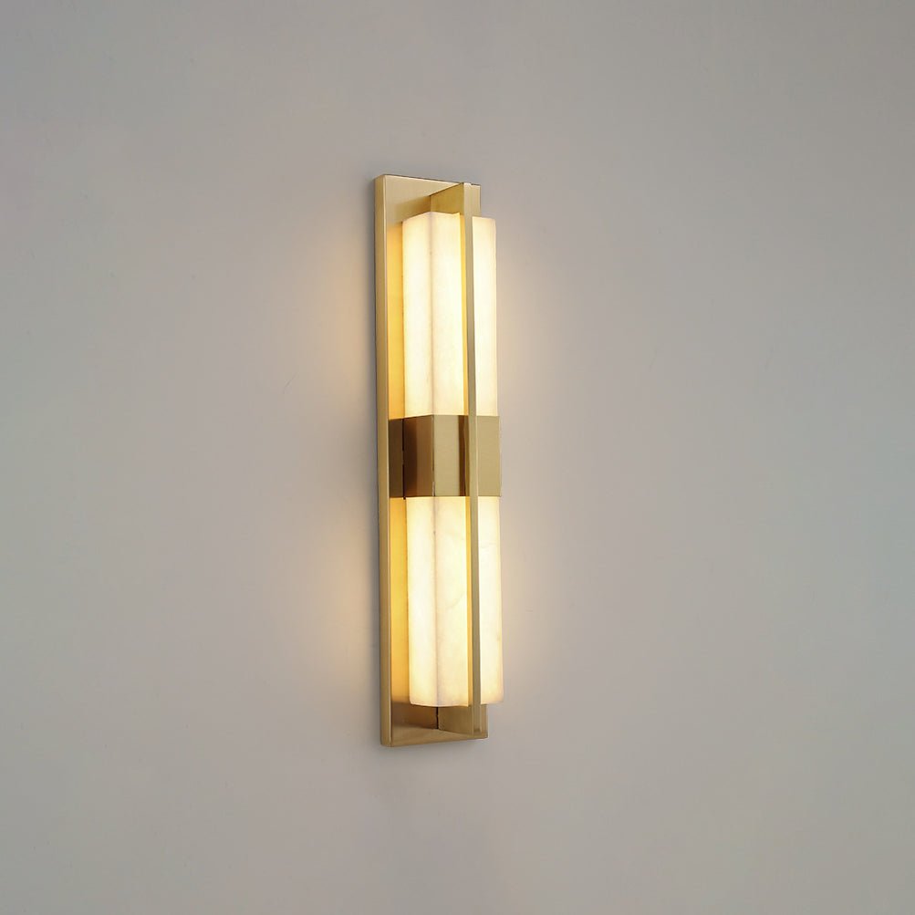 Rectangular Alabaster Brass Wall Sconce - Vakkerlight