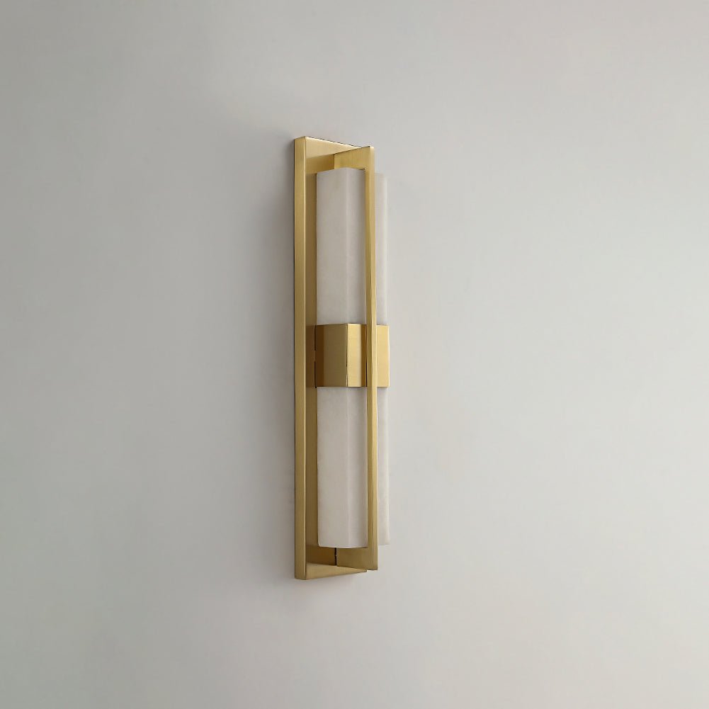 Rectangular Alabaster Brass Wall Sconce - Vakkerlight