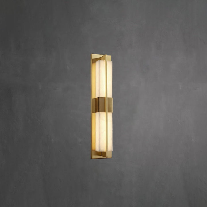 Rectangular Alabaster Brass Wall Sconce - Vakkerlight