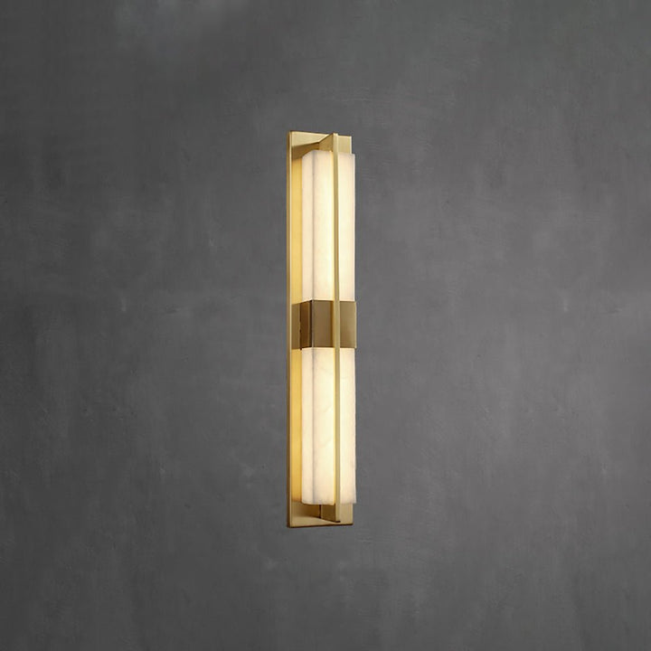 Rectangular Alabaster Brass Wall Sconce - Vakkerlight